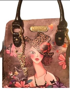 Nicole Lee Pink Illustrated Tote with Leopard Hat Motif